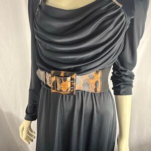 Vintage Y2K Wide Leopard Print Stretch Belt – S/M – Retro Statement Waist Cinche